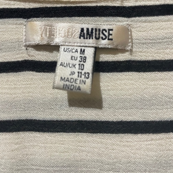 🌟Amuse Society Black & White Striped Button Down Blouse Women’s Medium - Picture 8 of 11